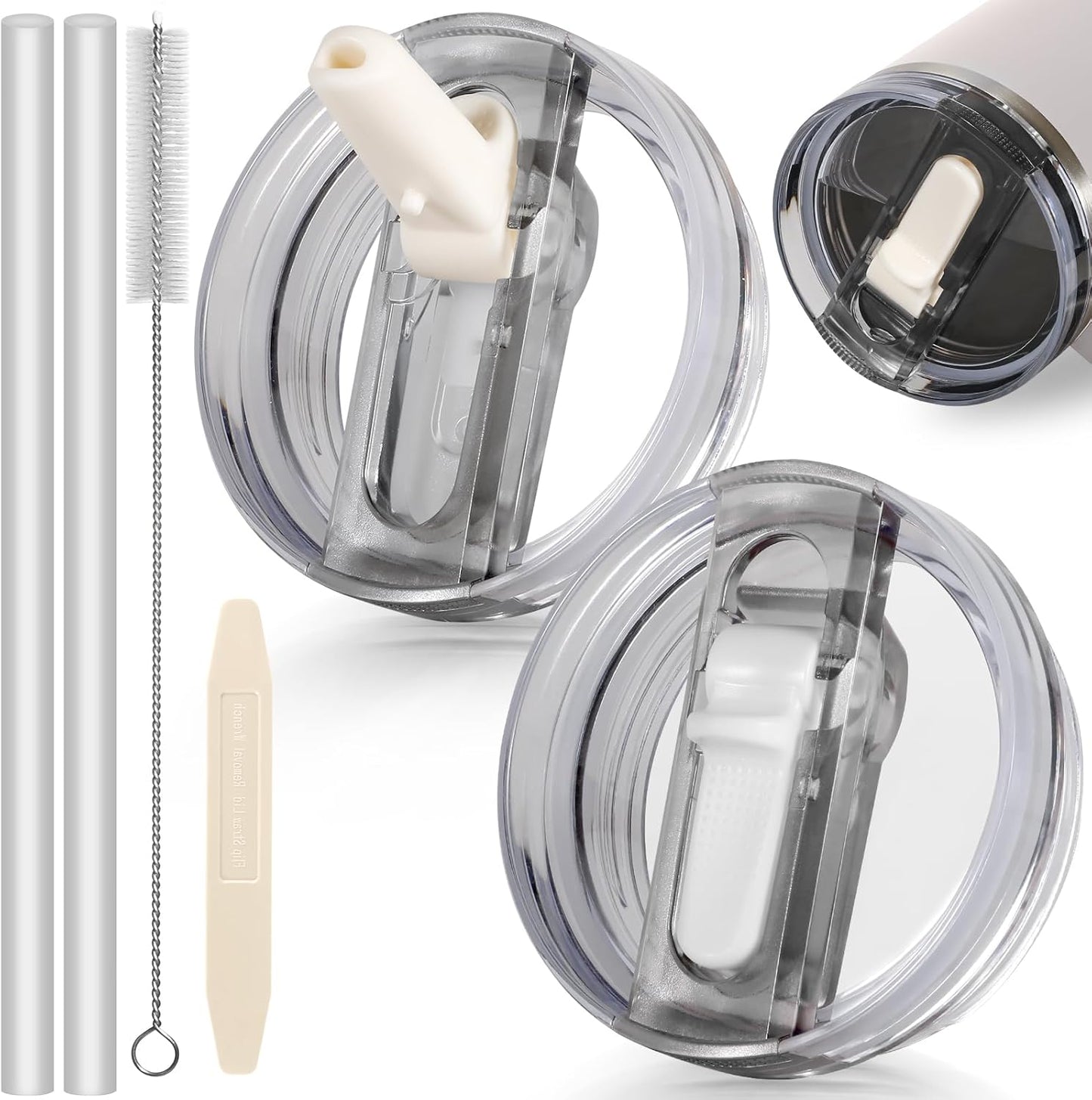 30oz Flip Straw Lid for Stanley Quencher H2.0 Tumbler, 2 Pack Leak Proof Lid Replacement No Spill Cover for Stanley Cup Accessories ProTour (Rose Quartz,Rose Quartz) - Colors C