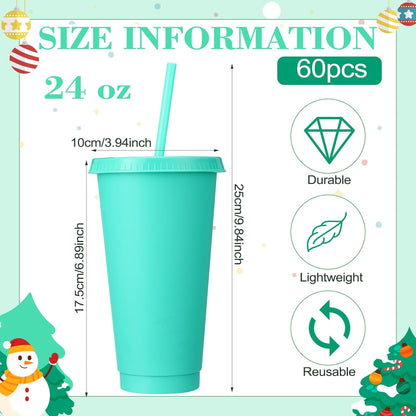 Honeydak 15 Pack Tumbler with Straw and Lid Bulk Cups for Gifts Water Bottle Iced Coffee Travel Mug Cup Reusable Plastic Tumblers for Party Birthdays 24-27 oz (Solid Color)