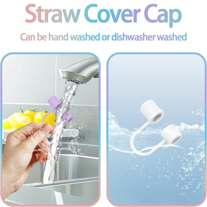 6PCS Silicone Straw Covers Cap Compatible with Stanley Cup 30&40oz Tumbler with Handle 10mm Straw Toppers，Straw Tips Lids Dust-Proof Reusable for Stanley Cup Accessories (White)