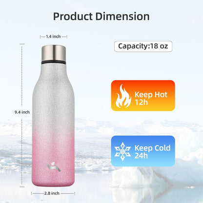 Konokyo Insulated Water Bottle with Strap,18 oz Double Wall Stainless Steel Vacuum Bottles Metal Water Flask,Macaron Green - Colors A