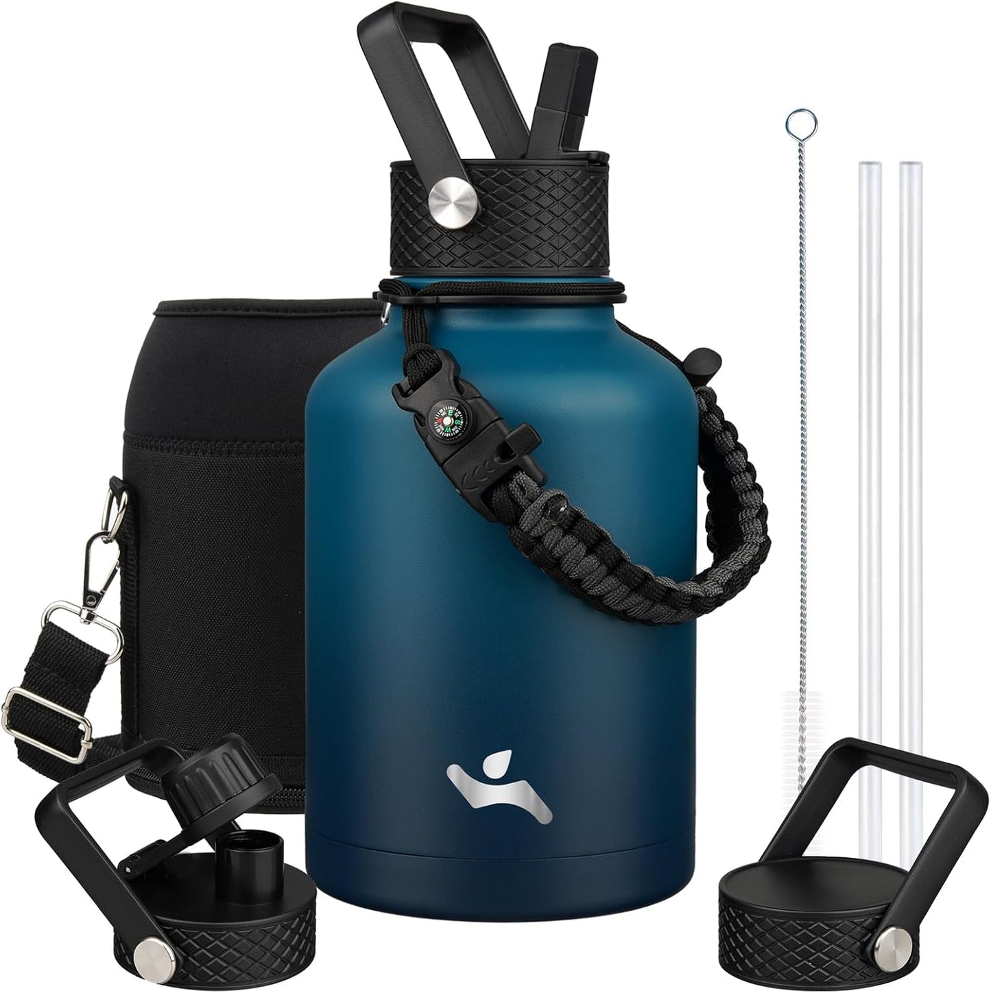 Konokyo 22oz Stainless Steel Bottles with 3 Lids Sport Insulated Water Bottle,Mint