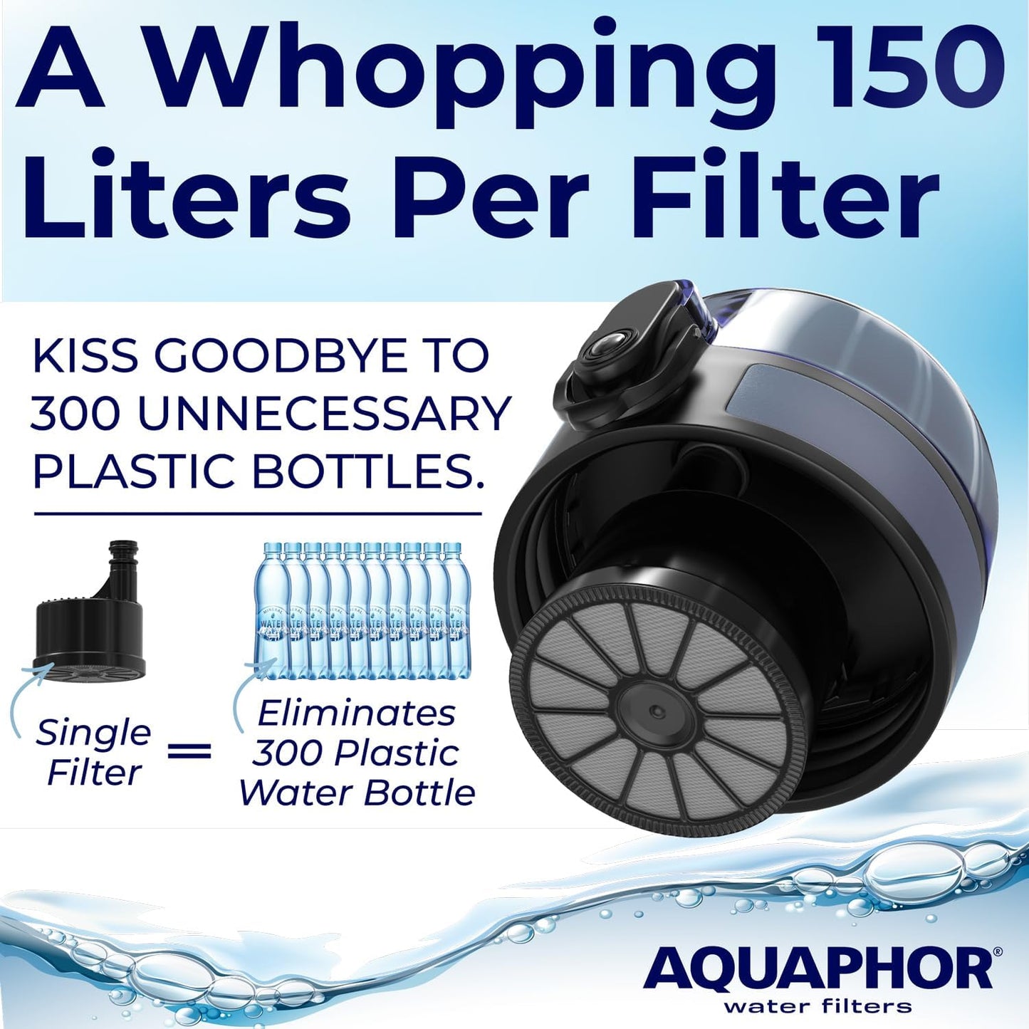 Nakii Filtered Water Bottle, Leakproof, BPA-Free, Motivational Markings, Travel, Everyday Use. 40-Gallon Filter, Replaces 300 Plastic Water Bottles. Includes 1 Filter, 22 FL Oz, Grey by Aquaphor