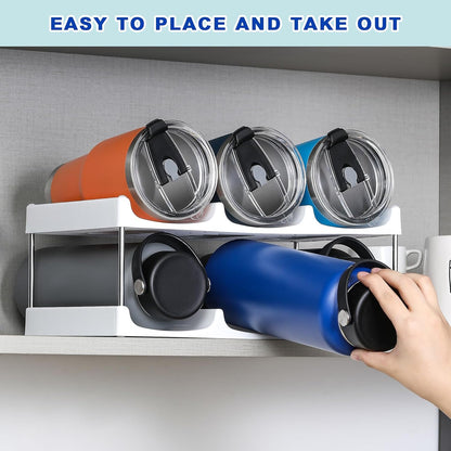 LARGER Compartment - 3 Tier Stackable Water Bottle Organizer Holder - for Stanley 40oz & Others' Large Tumbler - Clear Wine Rack, 12 Cup Bottle Holder for Cabinet Home Countertop Fridge Pantry Shelf