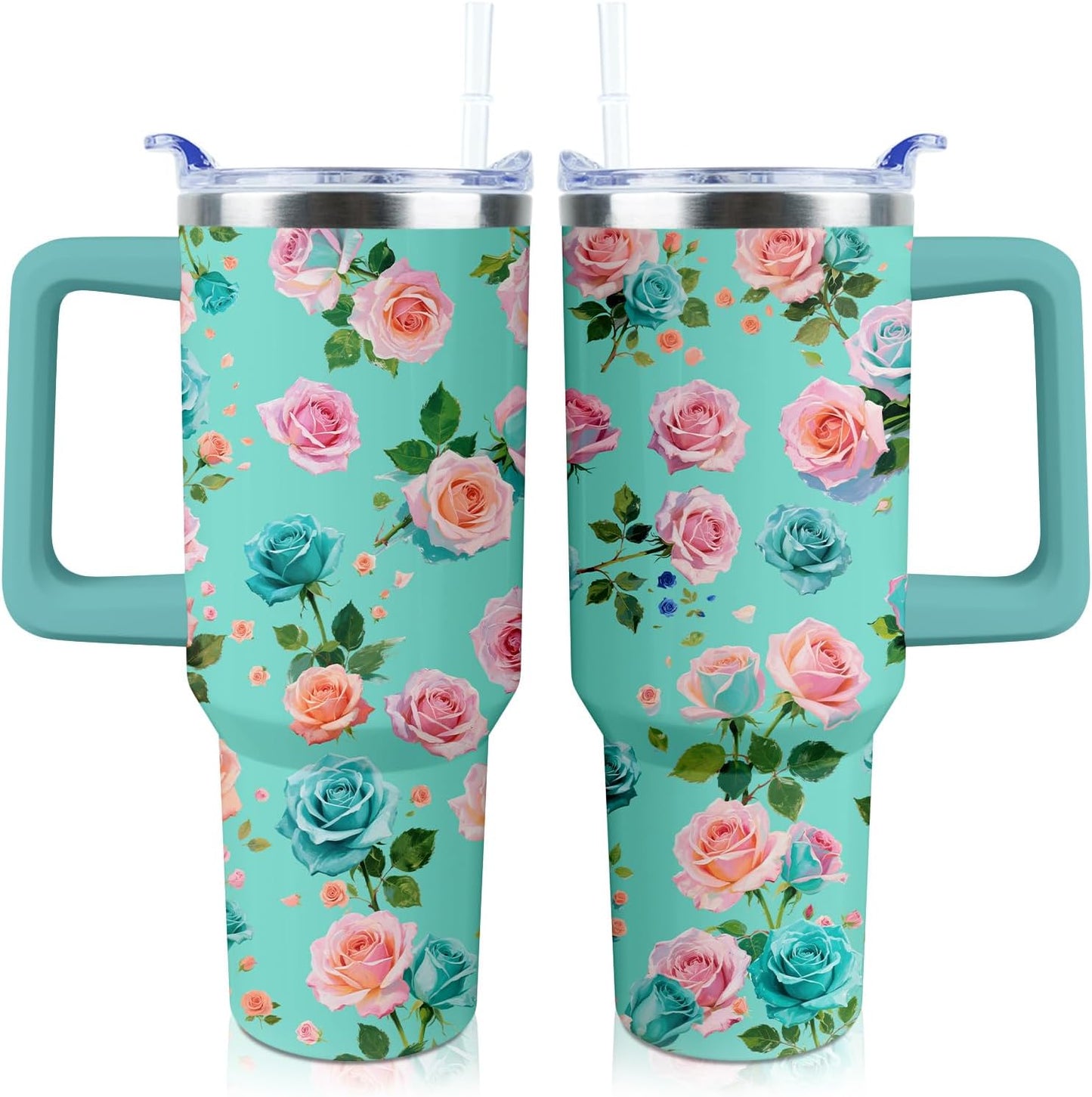 40 oz Tumbler with Handle and Straw Lid Leak Proof | You're Awesome Inspirational Mother's Day Birthday Gifts for Women Men Coworker Friends | Stainless Steel Cup Dishwasher Safe