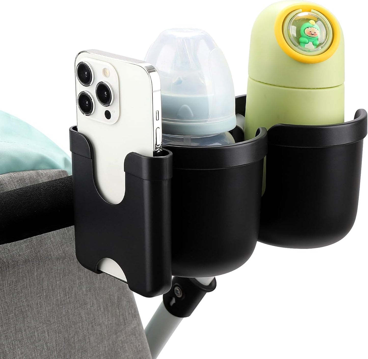 Accmor Stroller Cup Holder with Phone Holder, Bike Cup Holder, Universal Cup Holder for Uppababy Nuna Doona Strollers, 2-in-1 Cup Holder for Walker, Wheelchair, Scooter - Colors B