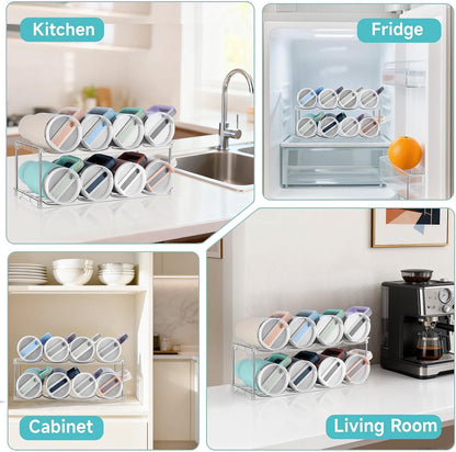 Stackable Water Bottle Organizer, Large Compartment Water Bottle Holder for Stanley 40 oz Tumbler, Kitchen Storage Organizer for Stanley Cup Accessories, Tumbler Organizer Wine Rack - Hold 16 Bottles