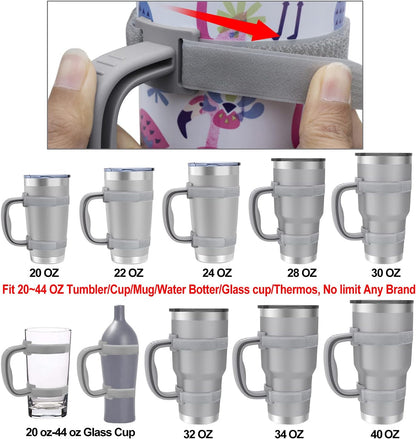 New Upgrade Anti-Slip Adjustable Tumbler Handle Fit for 20 Oz to 40 Oz All Brands Tumbler Cup of YETI, RTIC, Ozark Trail, Tervis, Corkcicle, Slm, Reduce Cold, Artic, Atlin, Bubba and SIC Etc