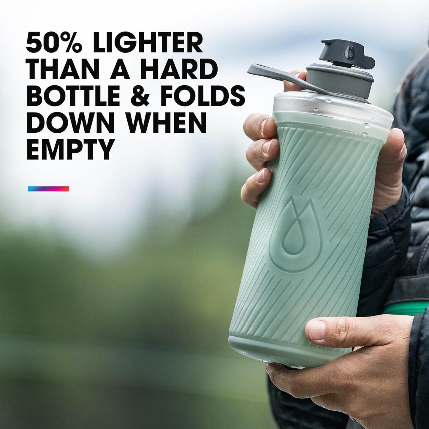 HydraPak Flux - Collapsible Backpacking Water Bottle (750ml, 1L, 1.5L) - BPA Free, Ultra Light, Spill-Proof Twist Cap