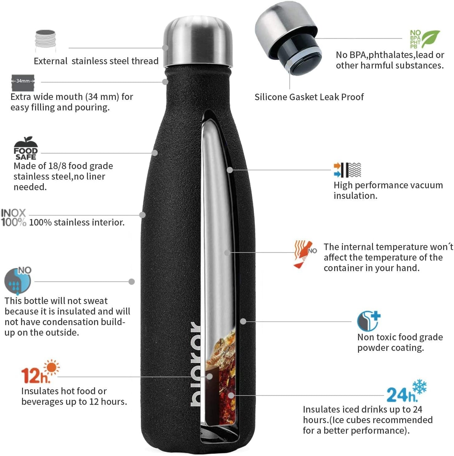 BJPKPK Insulated Water Bottle 12oz Small Stainless Steel Water Bottles Reusable Metal Thermal Keep Cold and Hot,Dreamy Purple - Colors B