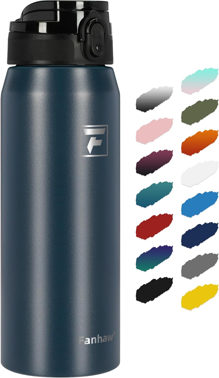 Fanhaw 20 oz Insulated Stainless Steel Water Bottle with Anti-Dust Chug Lid, Leakproof Vacuum Metal Everyday Use Bottle for Kids, Teens & Adults, Back to School Essentials (Green Blue)