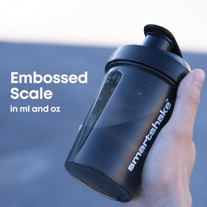 Smartshake Lite 4-Pack Protein Shaker Bottle 400 ml | 13.5 oz - Leakproof Screw-on Lid - BPA Free – Unisex - Mist Grey, Army Green, Black, Navy Blue | 4-Pack