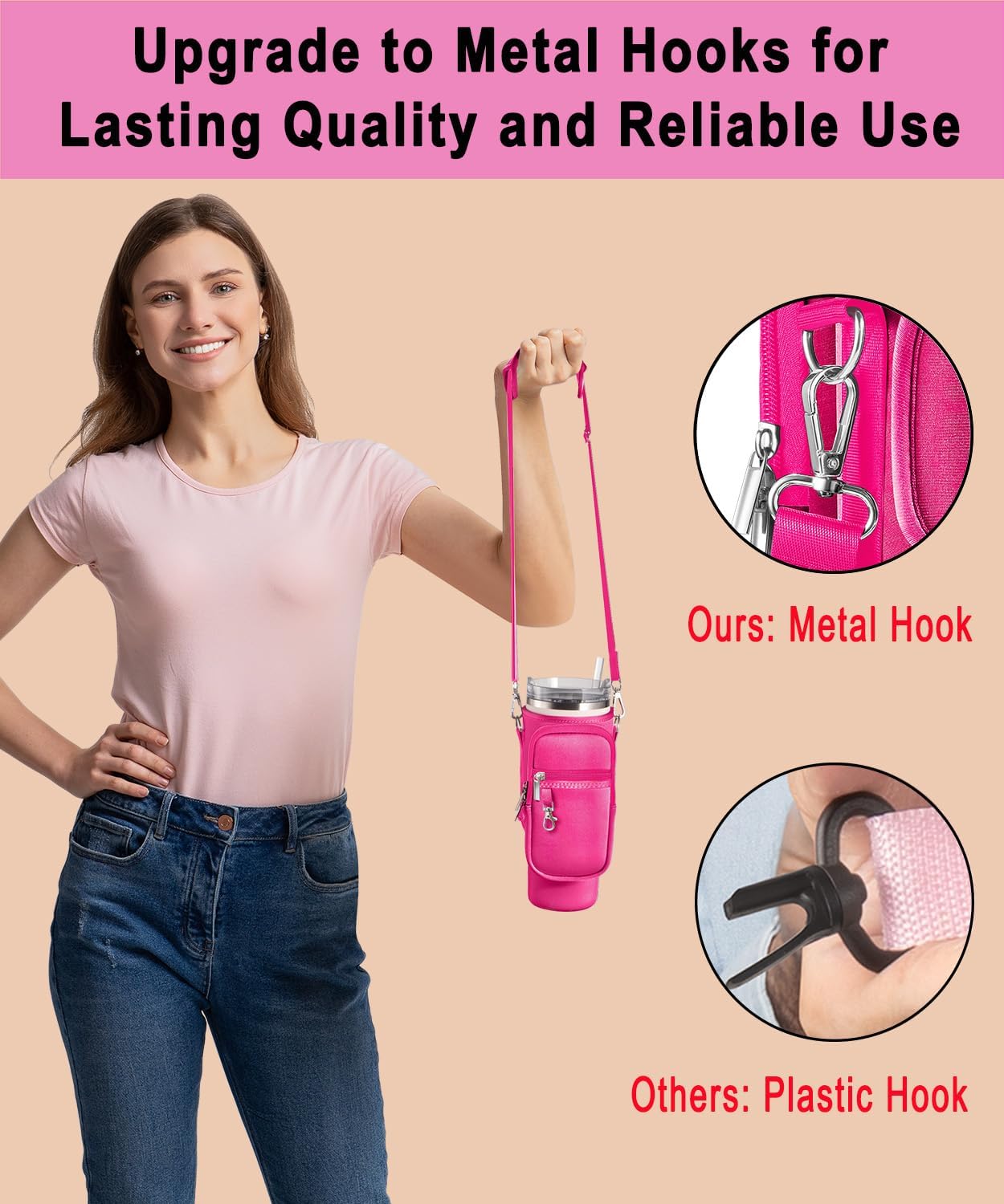 Carrier Bag with Phone Pocket for Stanley 40 oz Tumbler with Handle & Simple Modern 40oz Tumbler - Water Bottle Sling Sleeve Holder for Stanley Cup Accessories with Adjustable Shoulder & Hand Strap