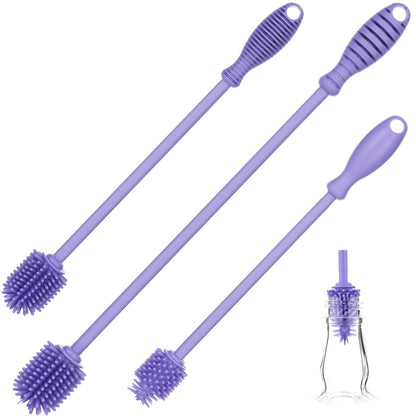 A-Brush Silicone Bottle Cleaner Brush, 2 Piece Set, Flexible, Long Handle - Water Bottle Cleaner, Baby Bottle Nipple Brush for Plastic & Glass, BPA-Free Dish Washing Brush A2S Protection