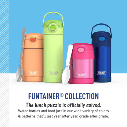 THERMOS FUNTAINER Water Bottle with Straw - 12 Ounce - Kids Stainless Steel Vacuum Insulated Water Bottle with Lid, Bluey - Colors A