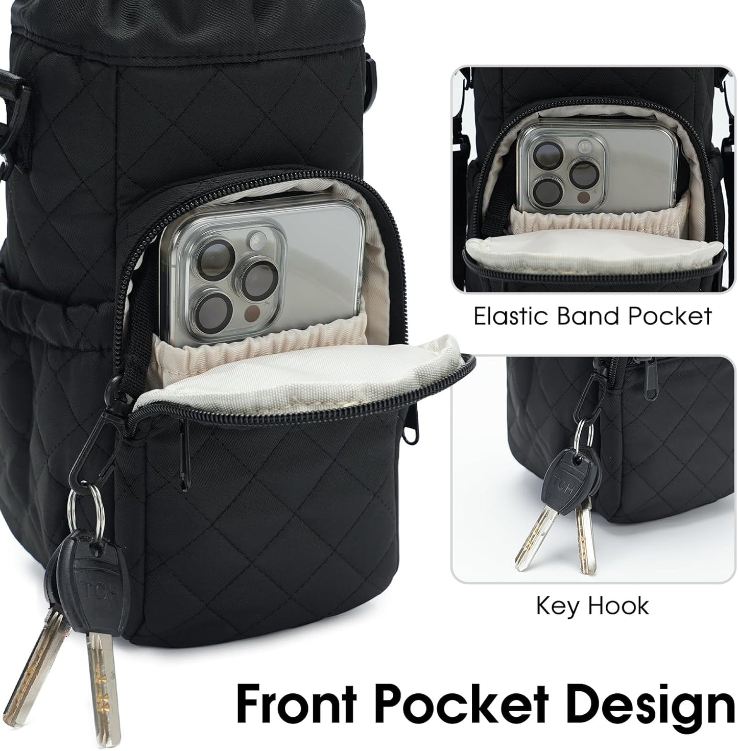 sportsnew Water Bottle Holder 40oz Crossbody Insulated Cup Sleeve Water Bottle Carrier Sling Bag with Phone Pocket, Walking
