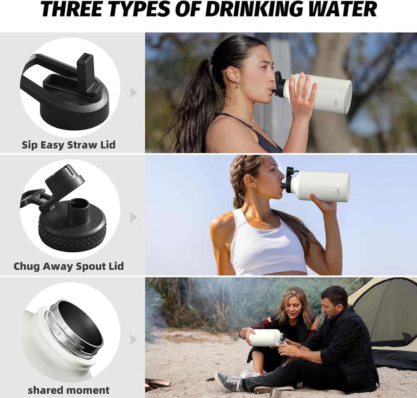 40oz Insulated Water Bottle (Cold for 48 Hrs),BPA Free&Leak Proof,Stainless Steel Water Flask,Water Jug with Straw Spout Lids for Gym,Hiking,Travel,Black Blue