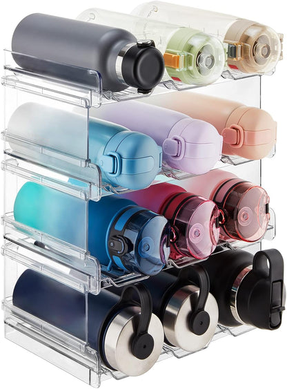 Lifewit 2 Tier Stackable Water Bottle Organizer for Cabinet, Plastic Bottle Holder Fits 6 Bottles/Tumblers up to 3.8" Diameter for Pantry/Countertop/Cupboard, 28 x 19 x 15 cm/11 x 7.5 x 5.7"