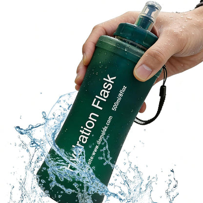 AXEN Collapsible Water Bottle with Filter System, Soft Hydration Flask for Trail Running, Camping, Hiking, Cycling, 700ml Slate Green