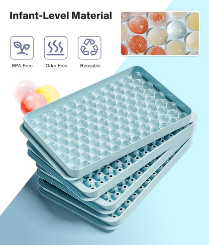 Ice Cube Tray with Lid and Bin – Round Ice Cube Trays for Freezer, BPA-Free Food-Grade Ice Mold, Stackable Ice Ball Maker, Iced Bucket Kits, Circle Ice Tray for Cocktails, Whiskey, Coffee, and Drinks