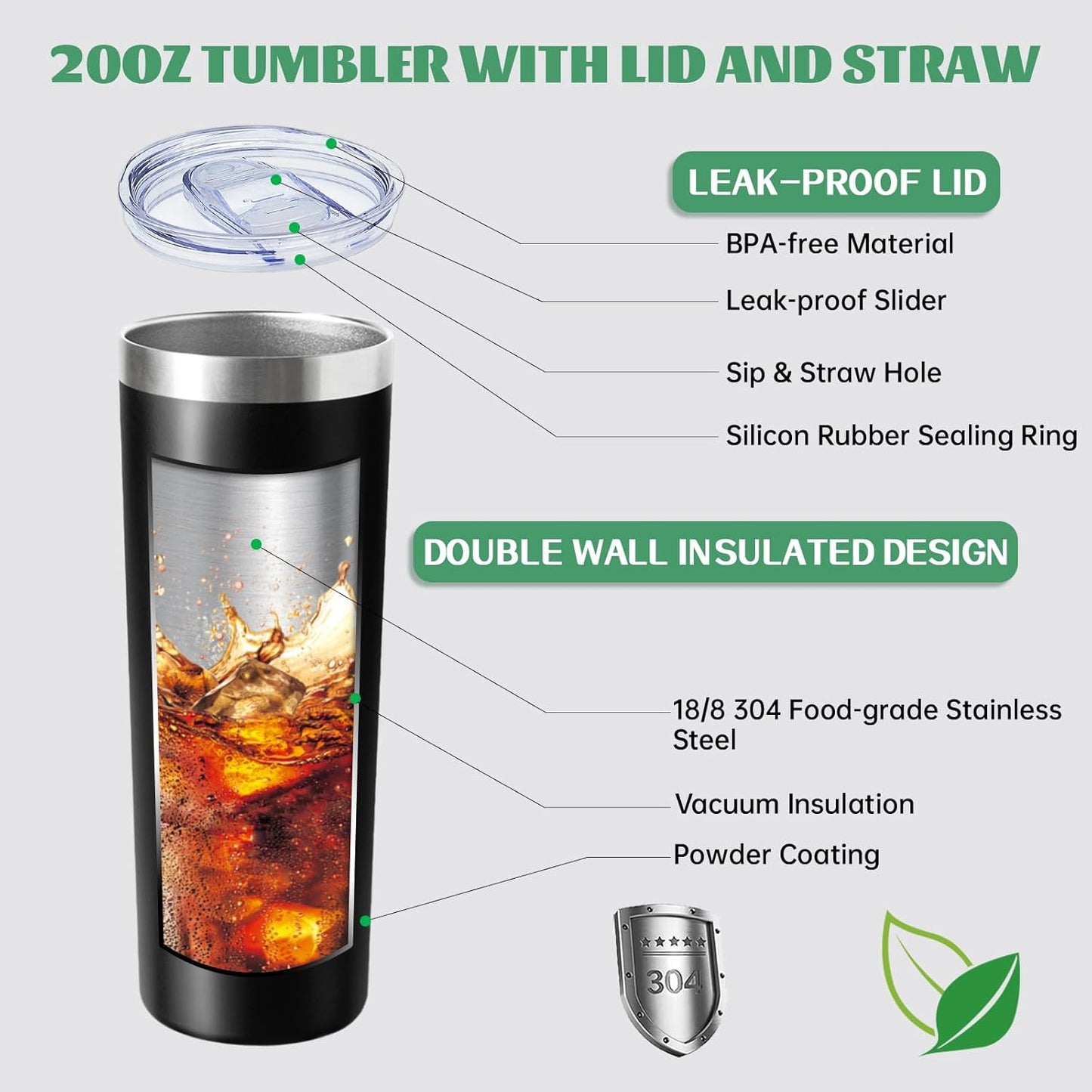 20 oz Skinny Tumblers with Lid and Straw,Stainless Steel Vacuum Insulated Tumbler Cup Double Wall Travel Coffee Mug, Thermal Water Tumbler for Hot and Cold Drinks(Rose Gold,1)