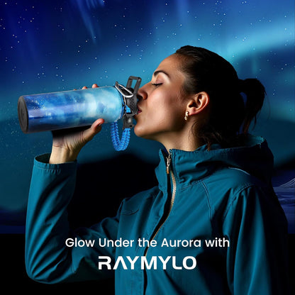 RAYMYLO One Gallon Water Bottle Insulated, Triple Walled Vacuum Stainless Steel (Cold for 48 Hrs), Leak Proof & Non-BPA, Large Water Flask Jug with Paracord Handle & Straw Spout Lids