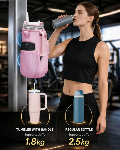 sportsnew Magnetic Gym Bag for Women Men, Crossbody Insulated Cup Sleeve Water Bottle Carrier Holder with Strap for 40oz Tumbler with Handle, 4 Built-in Magnets Small Gym Bag for Workout, Walking