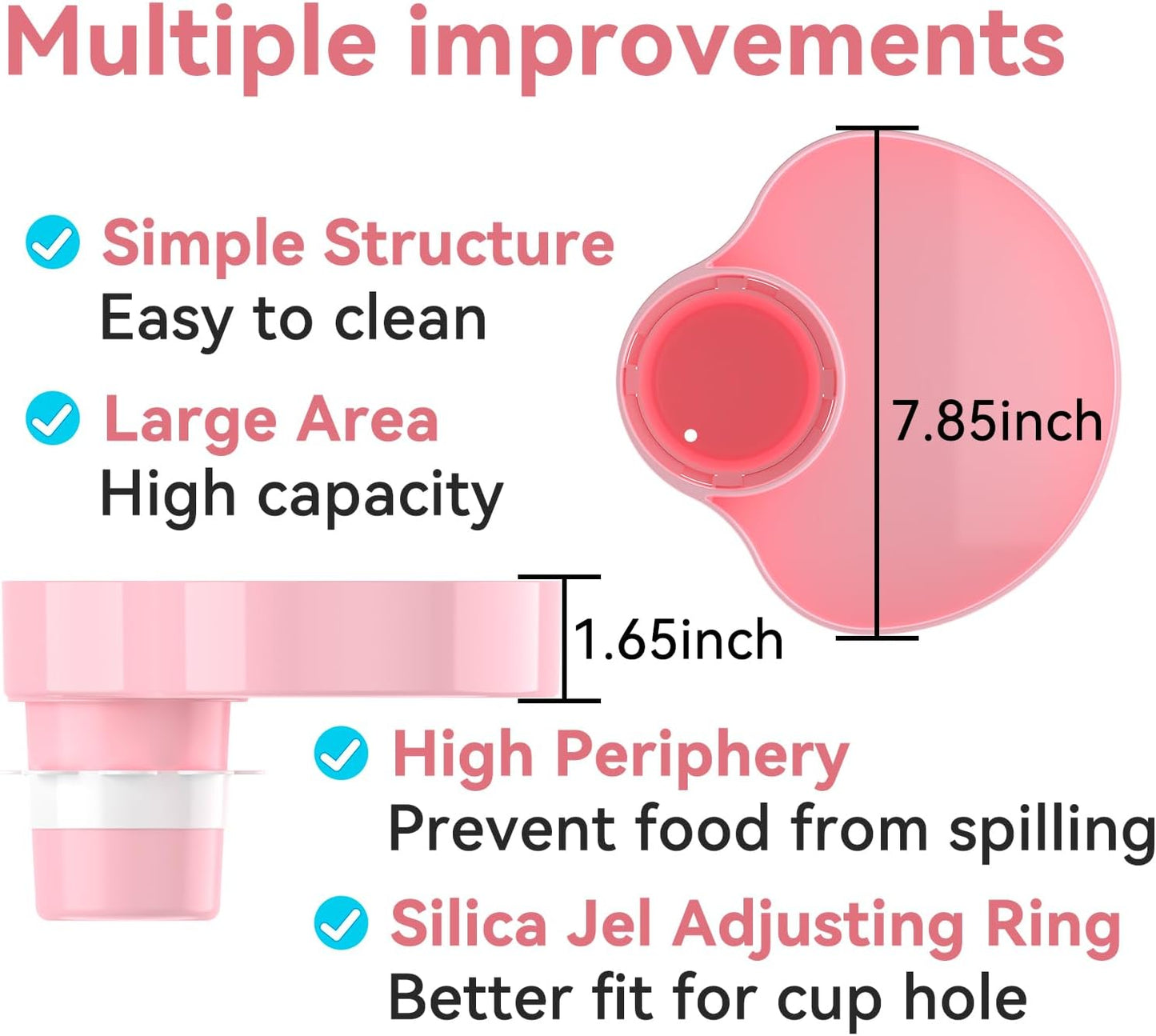 [2 Packs] Kids Car Seat Tray, Travel Tray with Cup Holder for Toddler Baby, Kids Car Seat Food Snack Organizer for Road Trip, Stroller snack, travel must haves - Pink