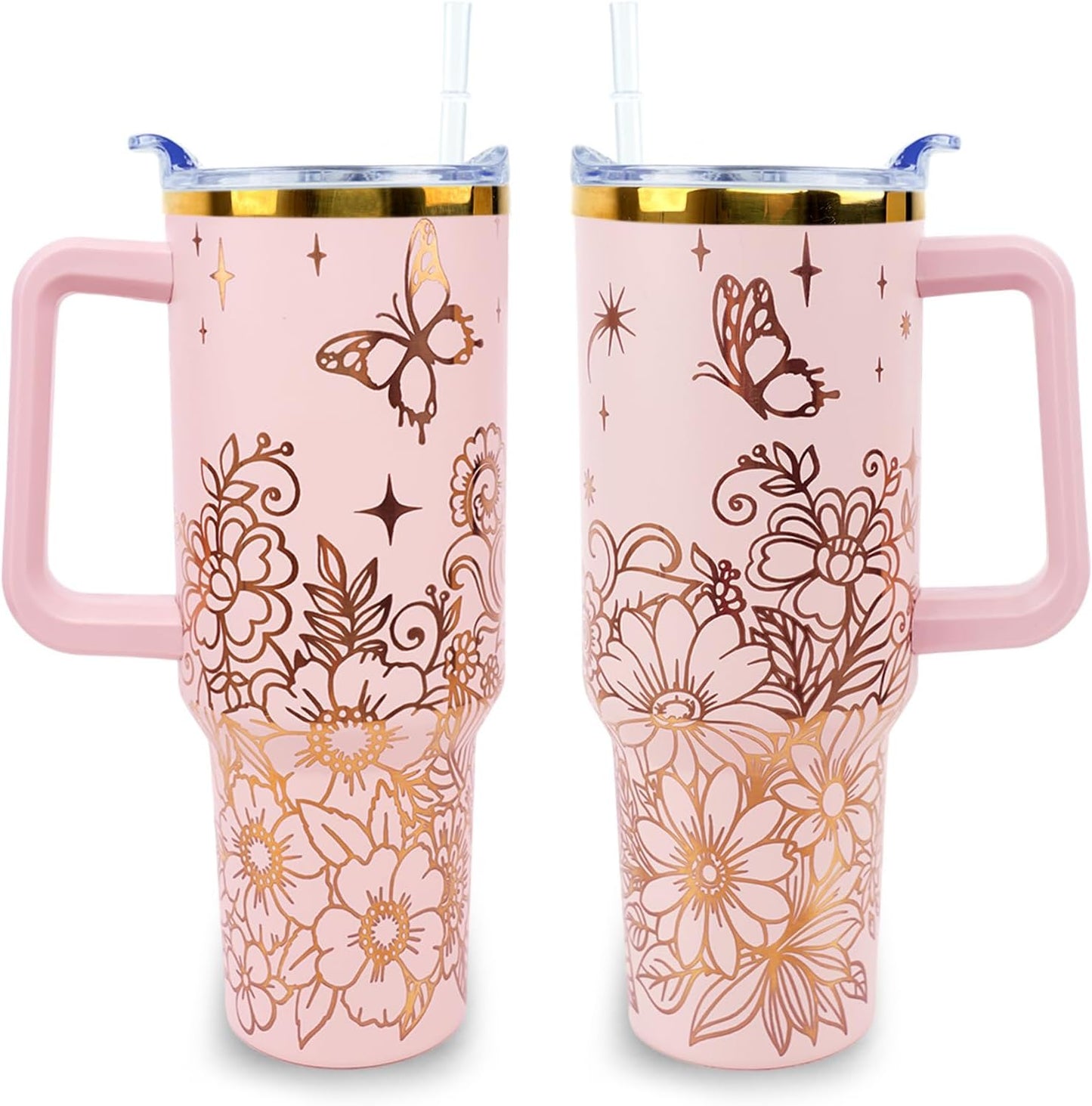 40 oz Tumbler with Handle and Straw Lid Leak Proof | You're Awesome Inspirational Mother's Day Birthday Gifts for Women Men Coworker Friends | Stainless Steel Cup Dishwasher Safe