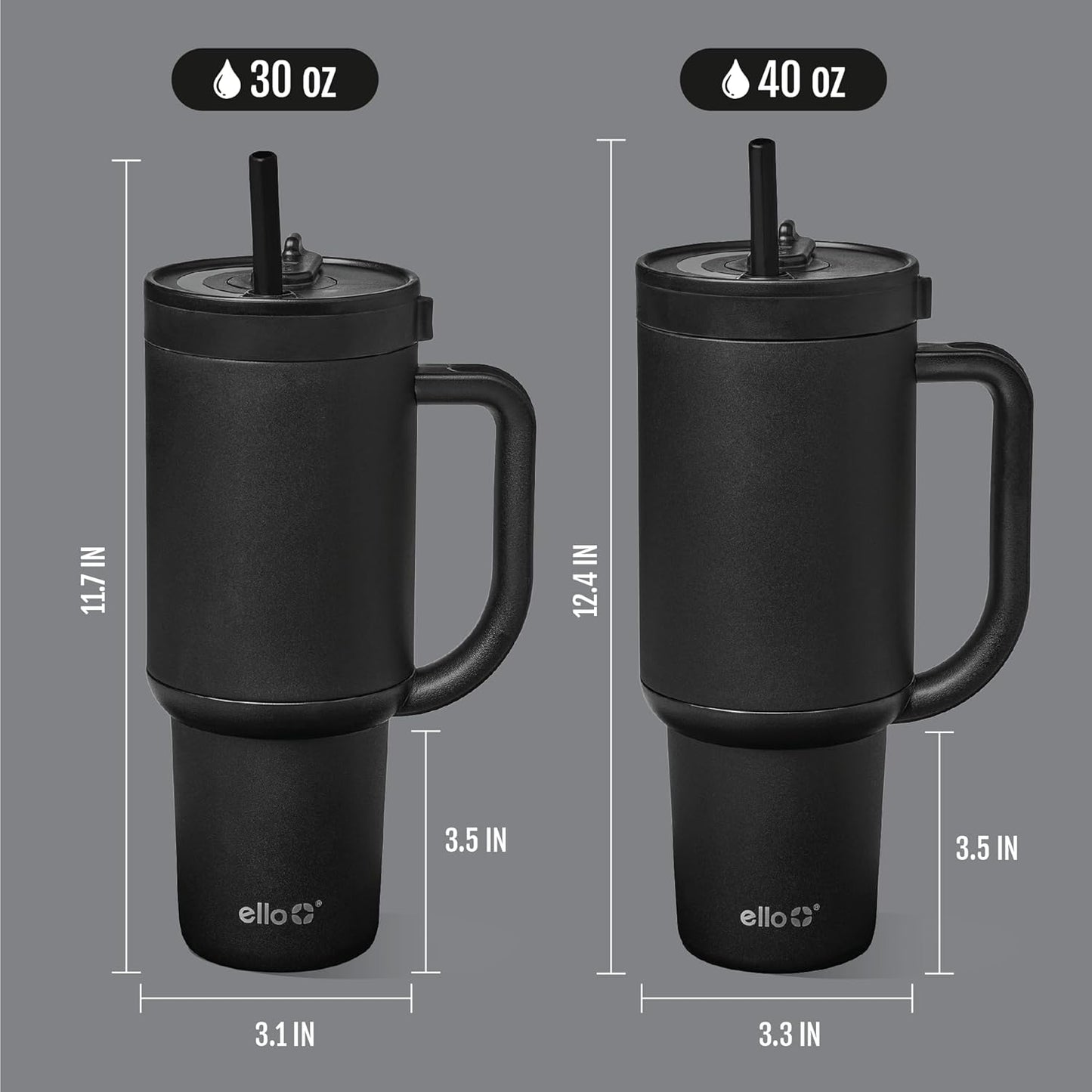 Ello Oasis 40 oz Tumbler with Handle & Retracting Straw | Reusable Insulated Stainless Steel Cup 100% Leakproof, Gifts for Teens Women Men | Keeps cold for 24 Hours, Cup Holder Friendly, Daisies