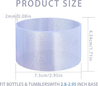 Jelly Luster Glitter Silicone Transparent Boot for Stanley 20-40oz, Compatible with Hydro Flask or Other Water Bottle Tumbler, 2.85-3.0 inch Protective Anti-Slip Bottom Sleeve Cover