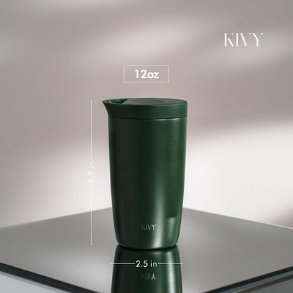 KIVY Travel Coffee Mug Tumbler [24h Cold | 6h Hot] Insulated Coffee Tumbler Stainless Steel - Leak Proof Coffee Travel Mug - 12oz Insulated cup to go for hot & cold drinks - Cups for Women & Men