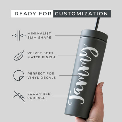 STRATA CUPS Perwinkle Skinny Tumblers with Lids and Straws (4 pack), 16oz Matte Pastel Colored Acrylic Tumblers with Lids and Straws, Double Wall Skinny Tumbler Bulk, Reusable Cup with Straw Cleaner
