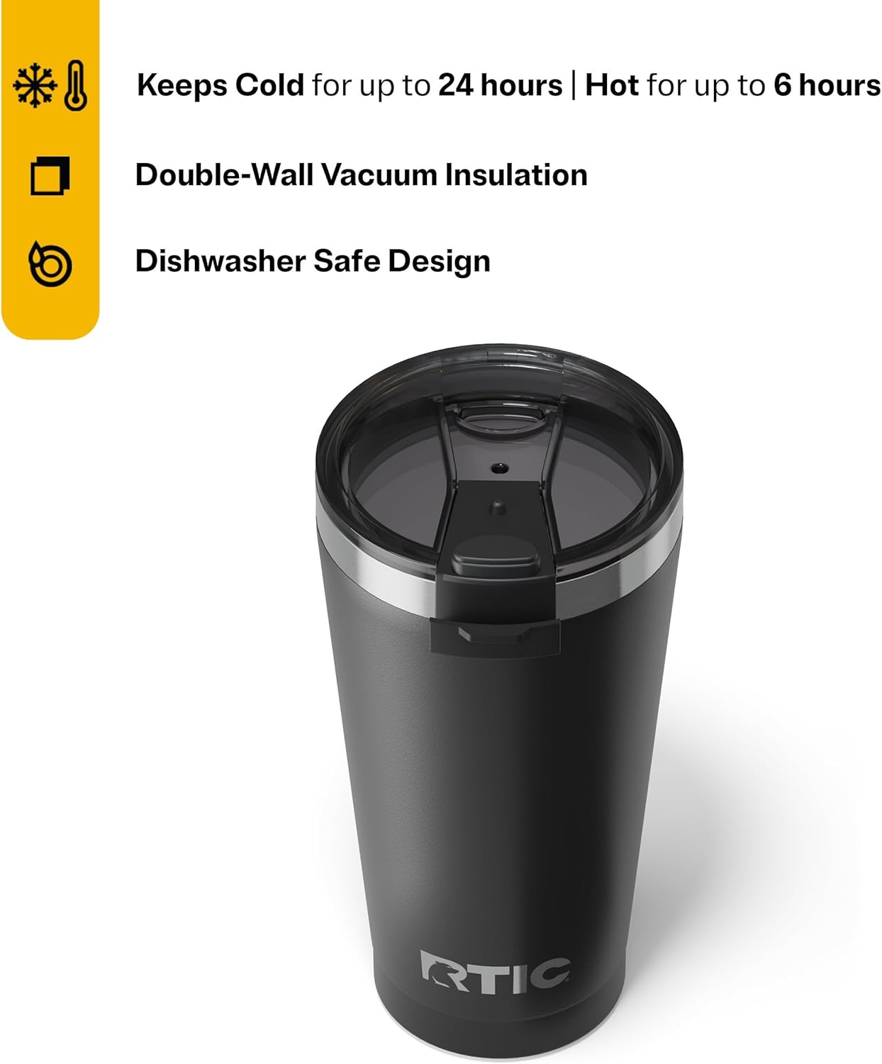 RTIC 16oz Essential Pint Tumbler with Lid, Ceramic Lined, Insulated, Stainless Steel, Metal, Double Wall Vacuum-Insulation, Portable Travel Cup for Beer, Iced Coffee, Tea, Hot and Cold Drink, Olive