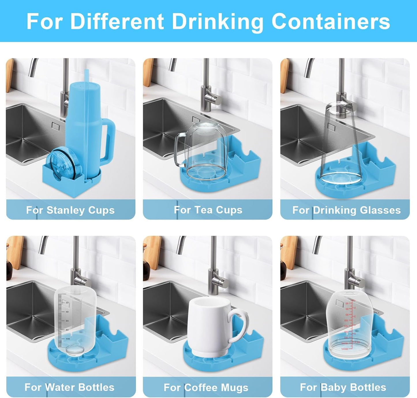 Water Bottle Drying Rack, Silicone Tumbler Drying Rack, Baby Bottle Dryer Holder, Cup Dryer for Stanley 20/30/40 oz, Mugs, Glasses