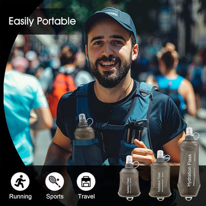 WILDREEDS 500ml Soft Flask, TPU Collapsible Soft Water Bottle for Hydration Pack, Running Vest, Folding Water Bottle for Hiking Cycling Climbing-1Pcs, White