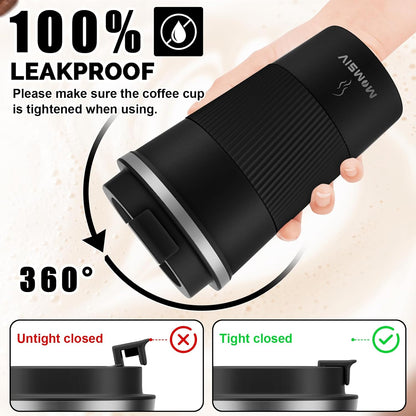 MOMSIV 12oz Travel Mug, Insulated Coffee Cup with Leakproof Lid, Travel Coffee Mug Vacuum Stainless Steel Double Walled Reusable Coffee Cup for Hot and Cold Water Coffee