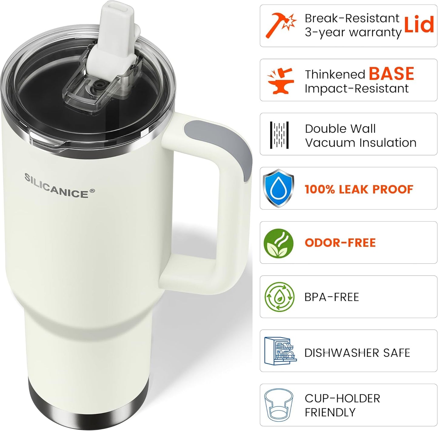 30oz Hygienic Insulated Tumbler with Handle — 100% Leakproof Lid with Removable Spout & Straw, Reinforced Vacuum-Protection Base, Cup Holder Friendly, for Travel/Gym/Office- Black