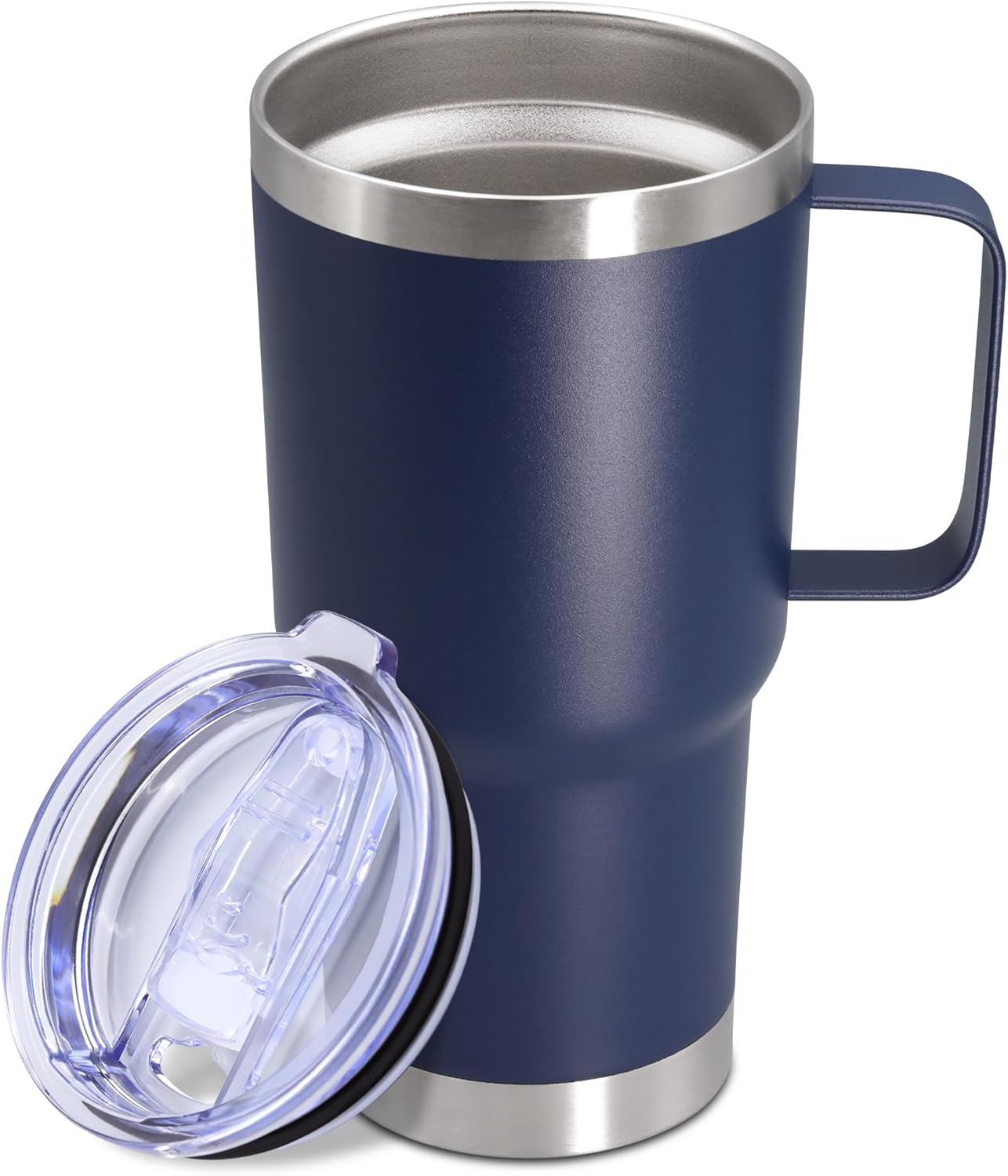 20 oz Tumbler with Handle and Lid, Stainless Steel Tumbler Insulated Travel Coffee Mug, Spill Proof Double Wall Vacuum Tumbler Cup Keep Drink Hot & Cold,White, 1 Pack
