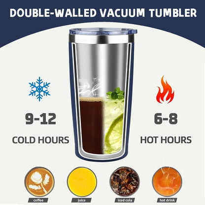 20 oz Tumbler with Lids and Straws, Stainless Steel Insulated Coffee Tumbler, Double Wall Vacuum Insulated Travel Mug Cup, Leakproof Thermal Coffee Cup for Hot and Cold Drinks (azure blue)