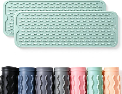 2 Pack Caketime Silicone Dish Drying Mat for Kitchen Counter Heat Resistant Under Sink Waterproof Coffee Bar Accessories Dining Rack Stone Utensil Holder Countertop Decor Must Haves 2026
