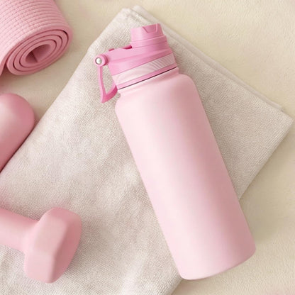 SANDJEST Pickleball Stainless Steel Water Bottle with Strap 32oz, Insulated Bottles with Straw and Spout Lid for Gym Sports Travel Outdoor, Gifts for Women Girls Birthday Christmas