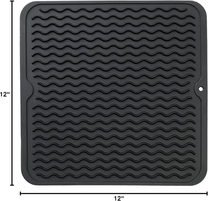MicoYang Silicone Dish Drying Mat for Multiple Usage,Easy clean,Eco-friendly,Heat-resistant Silicone Mat for Kitchen Counter,Sink,Bar,Bottle,or Cup Green M 17 inches x 6 inches