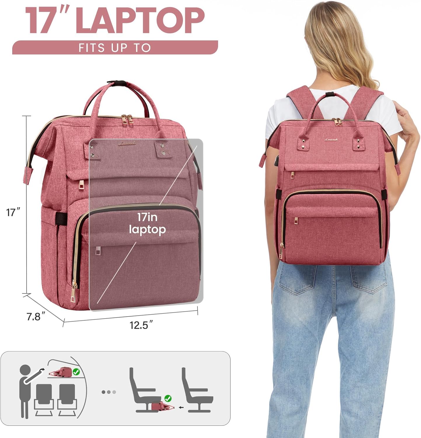 LOVEVOOK Laptop Backpack for Women with Giant Tumbler Holder Pocket,15.6 inch Waterproof Travel Backpack Purse Computer Laptop Bag,Professional Work College Nurse Teacher Backpack Casual Daypack,Black