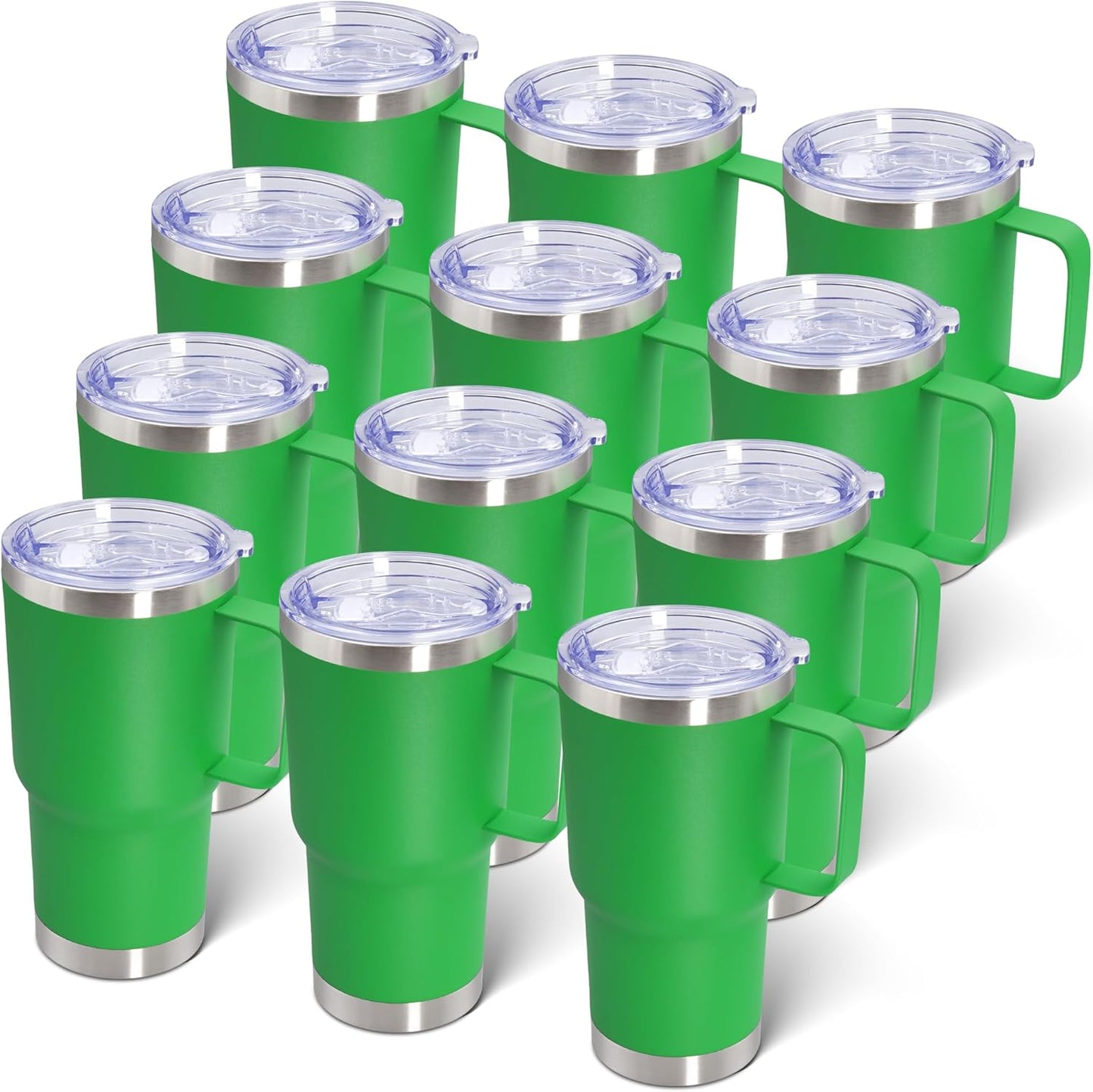 20 oz Tumbler with Handle and Lid, Stainless Steel Tumbler Insulated Travel Coffee Mug, Spill Proof Double Wall Vacuum Tumbler Cup Keep Drink Hot & Cold,White, 1 Pack