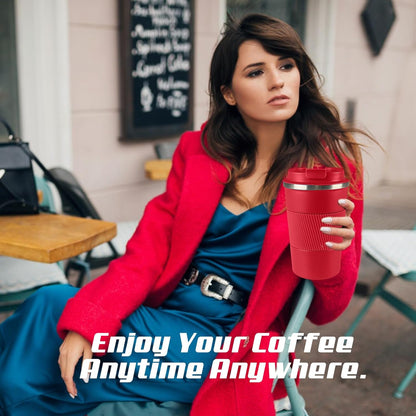 SPLMIFA Vacuum-Insulated Stainless Steel Travel Coffee Mug, Leak-Proof Reusable Coffee Cup with Lid - Keep Hot & Cold Drinks for Hours, Durable Insulated Tumbler for Men & Women(3rd-Black, 12OZ)