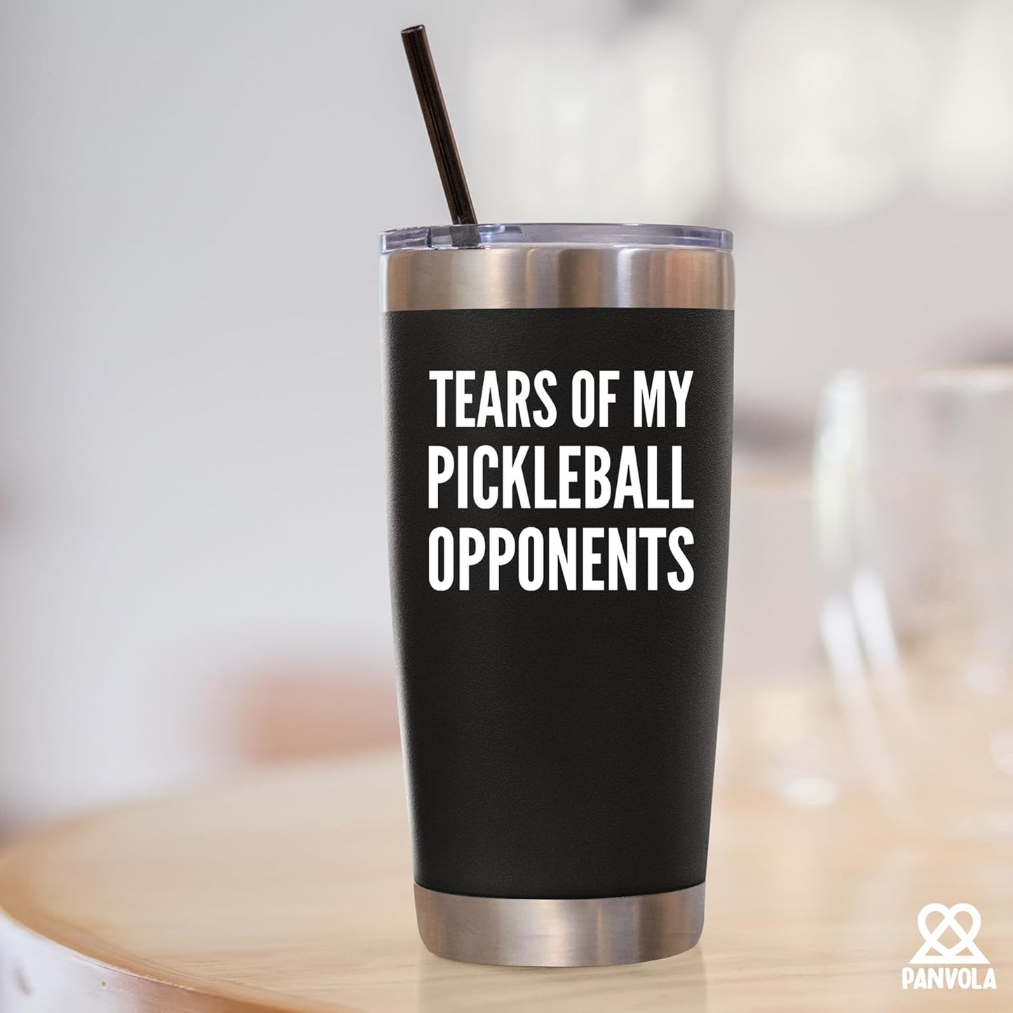 Panvola Tears of My Pickleball Opponents Tumbler Sports Player Coach Gifts Vacuum Insulated Stainless Steel Tumbler With Removable Lid And Straw (30 oz)