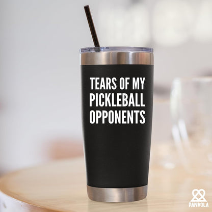Panvola Tears of My Pickleball Opponents Tumbler Sports Player Coach Gifts Vacuum Insulated Stainless Steel Tumbler With Removable Lid And Straw (30 oz)