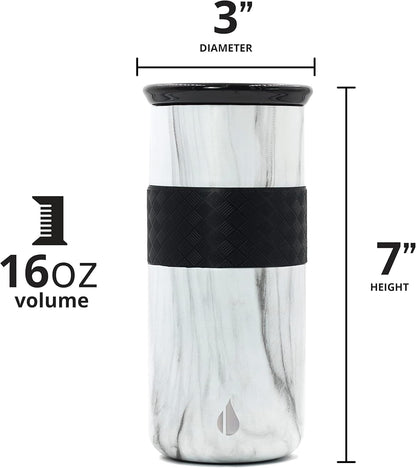 Elemental Artisan Insulated Tumbler, Triple Wall Coffee Travel Mug, Reusable Stainless Steel Coffee Tumbler with Ceramic Lid, Thermal Coffee Cups for Hot (6 Hrs) & Cold (18 Hrs), 16oz - Forest Green