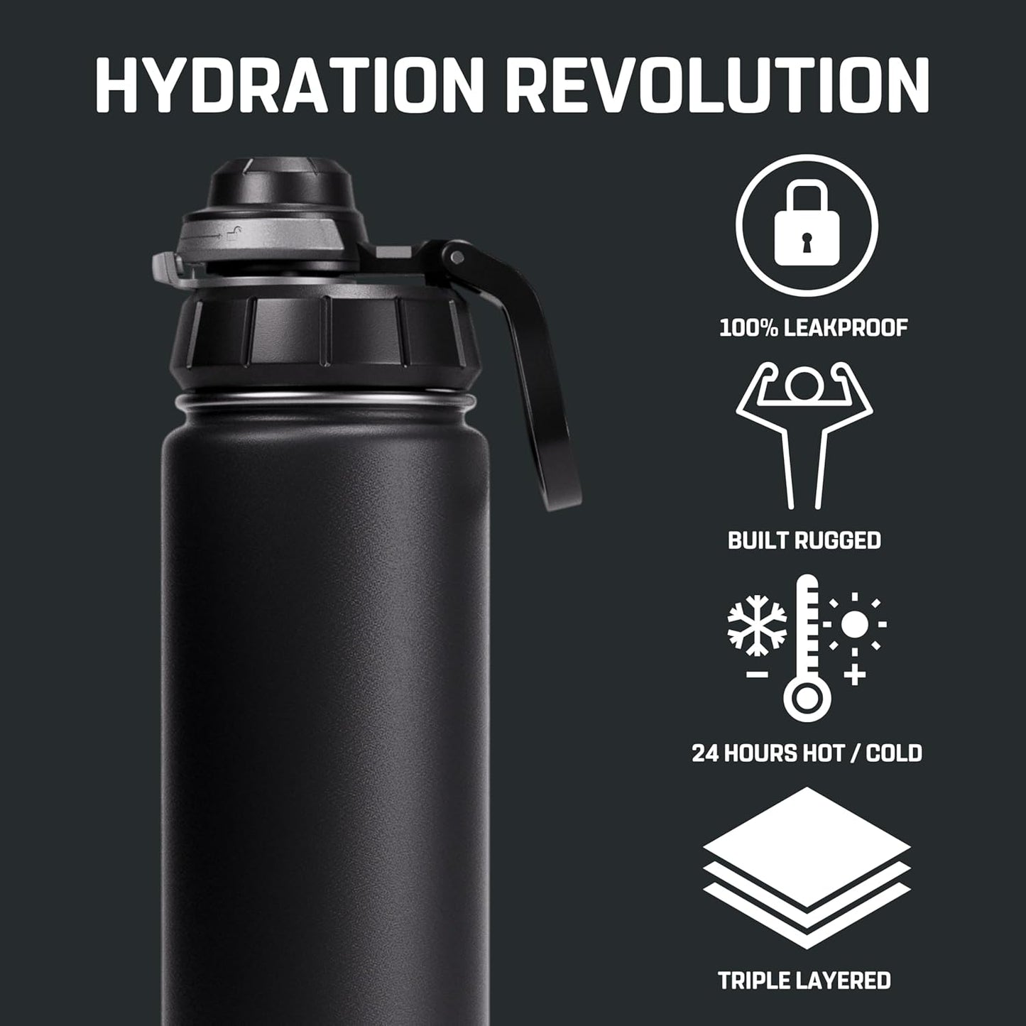Vesmoon Vessence 24 Oz Stainless Steel Tea Infuser Bottle for Loose Leaf Tea, Water, Herbs, Fruits - Triple Layered Insulated, Leak Proof Bottle with Lid and Clip Handle - 24 Hours Hot/Cold