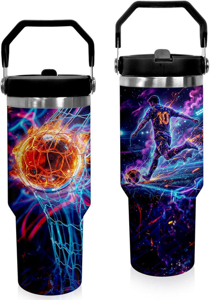 30 oz Tumbler with Handle Flip Straw Leak Proof - Pickleball Mug 30oz Tumbler Travel Coffee Mug with Handle - Birthday Gifts for Women Pickleball Lovers Players 30 Ounce Stainless Steel Cup